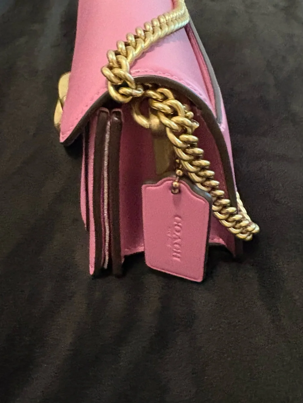 Pink Gold-Accent Leather Coach Shoulder Bag